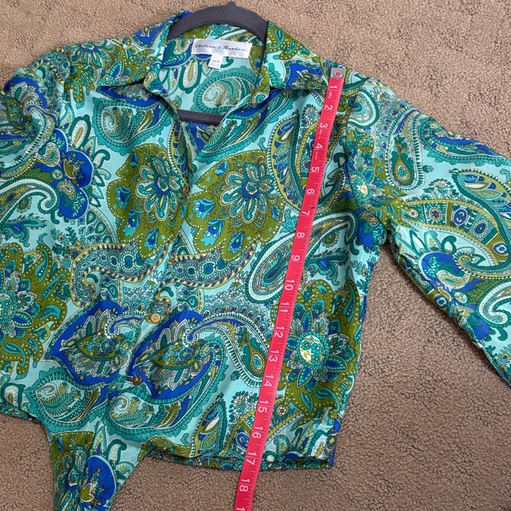 Chelsea & Theadore Green and Blue Paisley Blouse - Picture 6 of 8